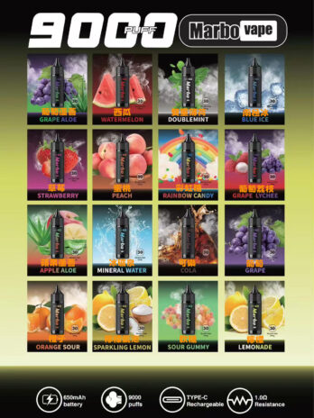 Marbo Bar 9000口拋棄式 泰國熱銷 可充電 14ml大容量 Mesh霧化  可調氣流 現貨秒發